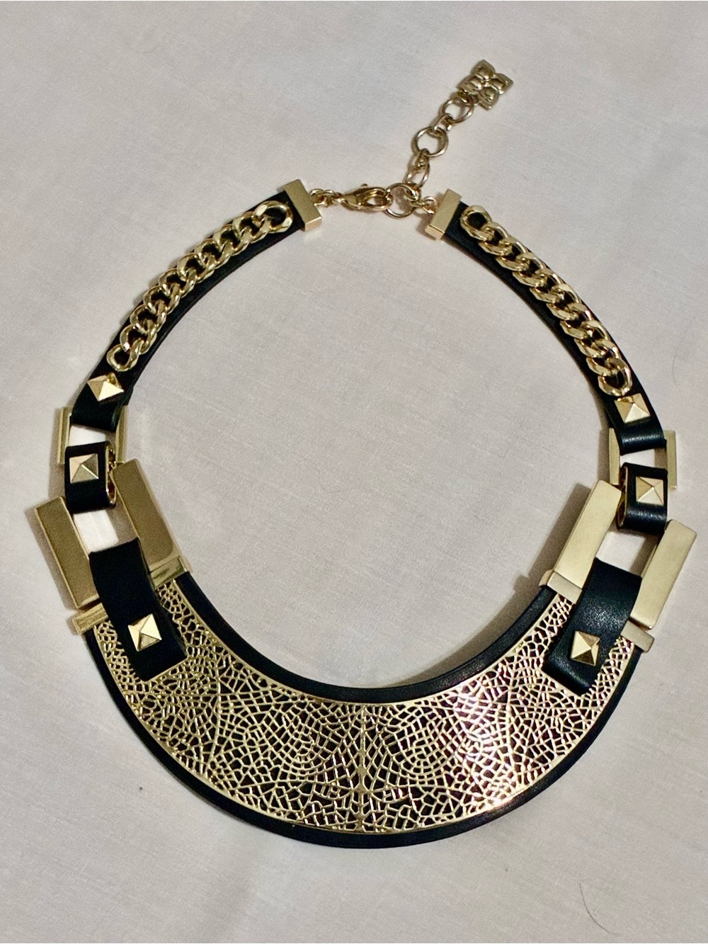 BCBGMaxAzria Gold and Black Textured Collar Necklace
